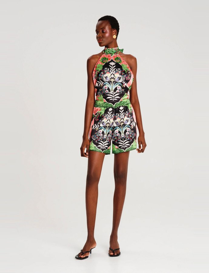 Rainforest scarf tie neck top