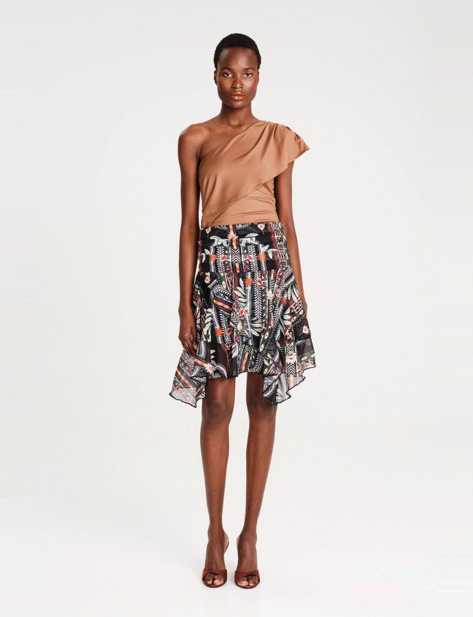 Cocoa one shoulder top bronze