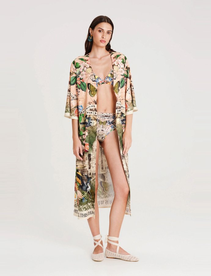 Citrus jacquard kimono