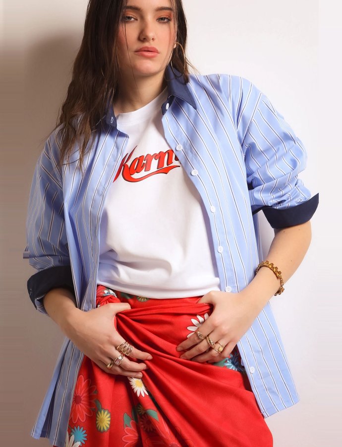 Sky blue stripes shirt