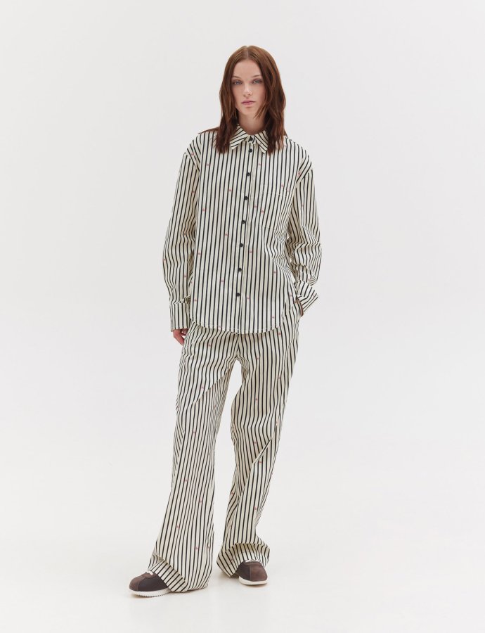 Agnes pants black and butter stripes