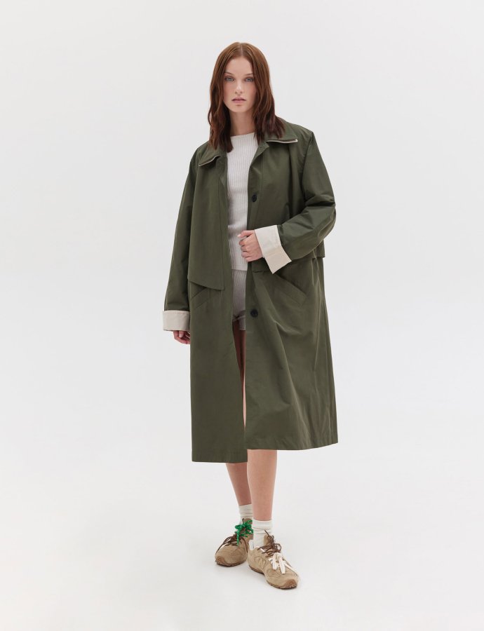 Mathiew monochrome trench coat khaki