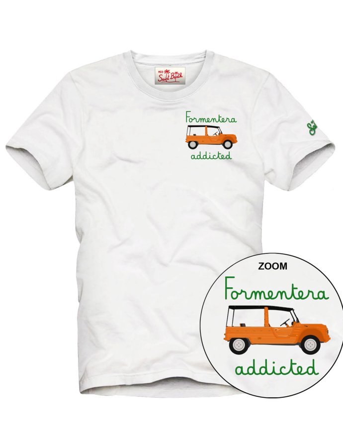 Cotton t-shirt with Formentera addicted embroidery