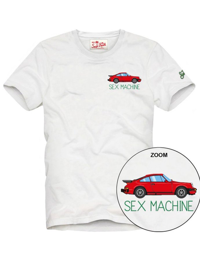 Cotton t-shirt with sex machine embroidery