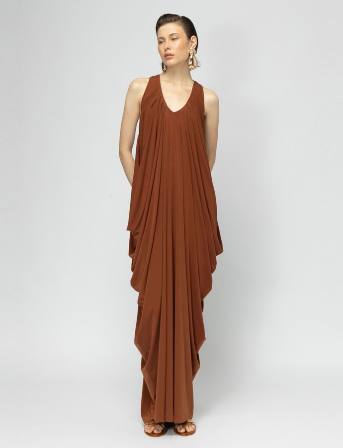 Tamaris drapped dress brown