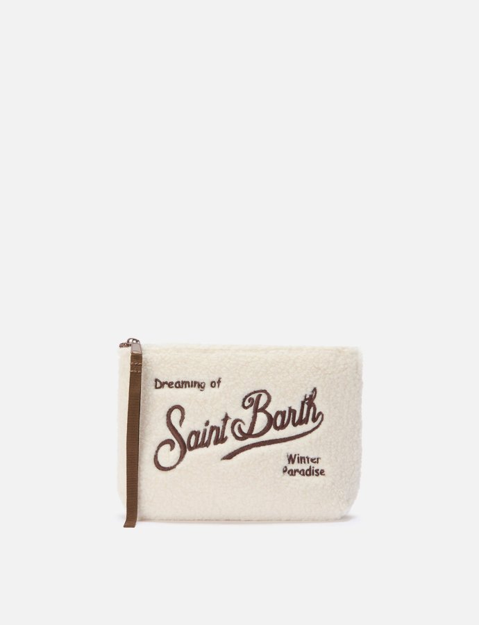 Aline teddy pouch in beige Sherpa white