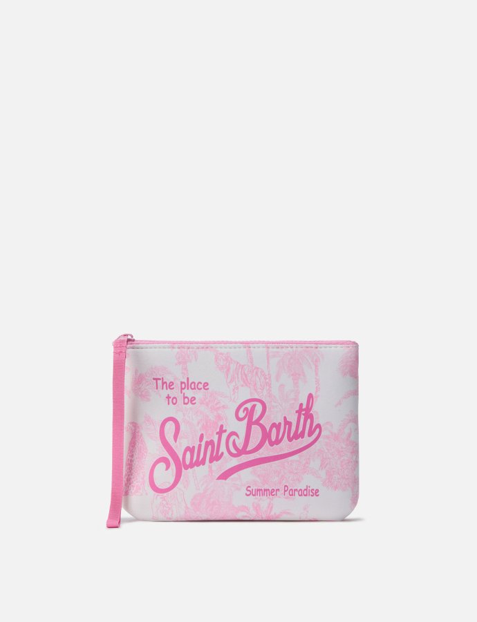 Aline scuba pouch with pink toile de juoy print