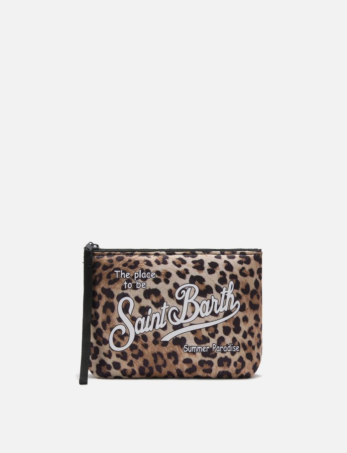 Aline scuba pouch with leopard print