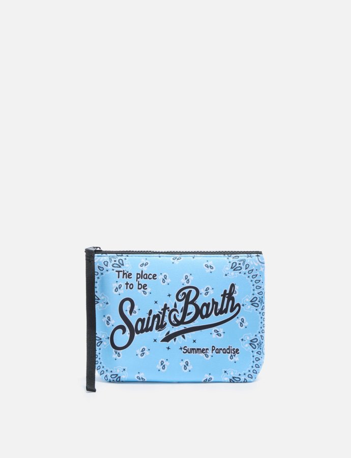 Aline scuba pouch with light blue bandana print