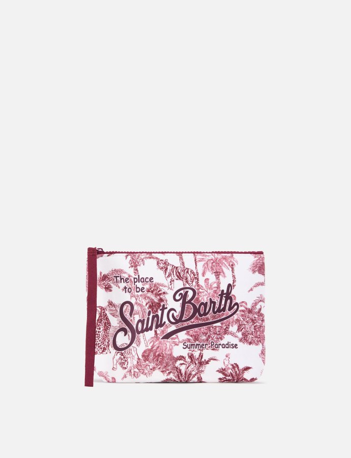 Aline scuba pouch with burgundy toile de juoy print