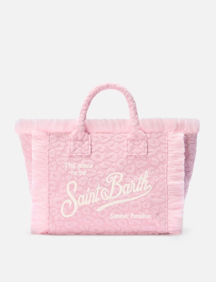 Terry effect Colette bag with raised leopard pattern