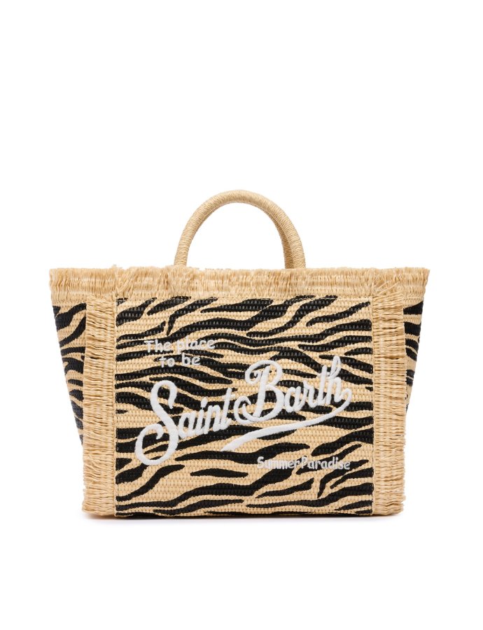 Colette straw effect handbag with zebra print