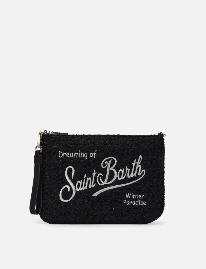 Parisienne tweed crossbody bag in black tweed