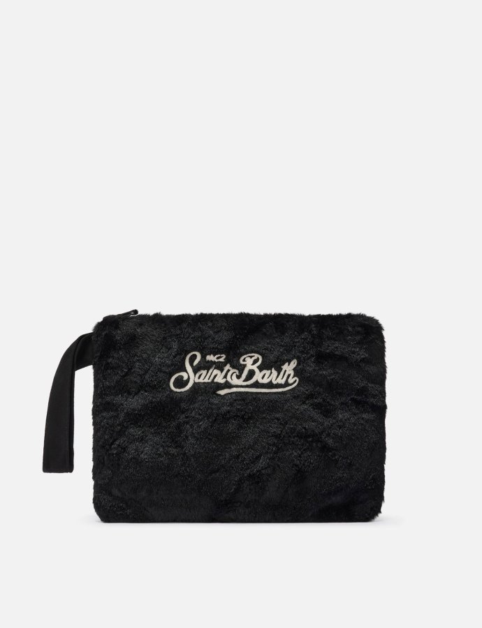 Pareasy pouch in black faux fur