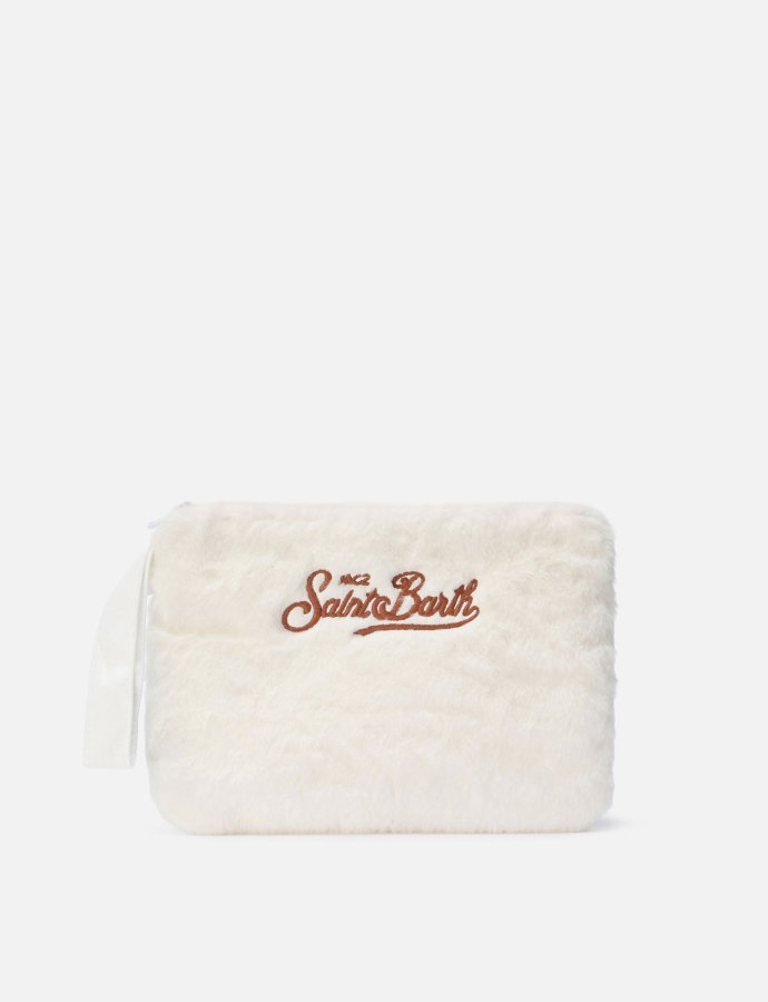 Pareasy pouch in white faux fur