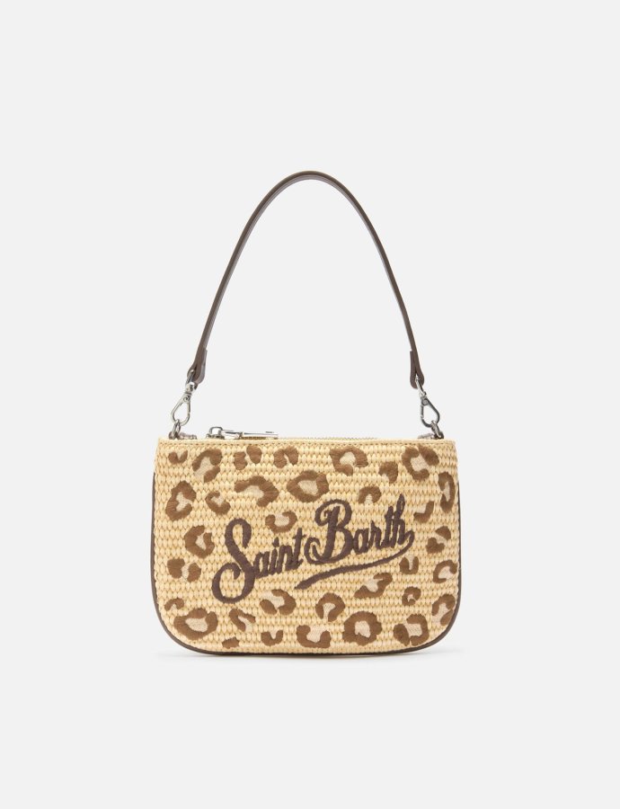 Parisienne embroidered  leopard pouch with removable strap