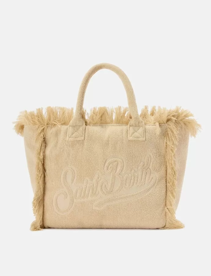 Beige  solid color terry effect Vanity regular bag