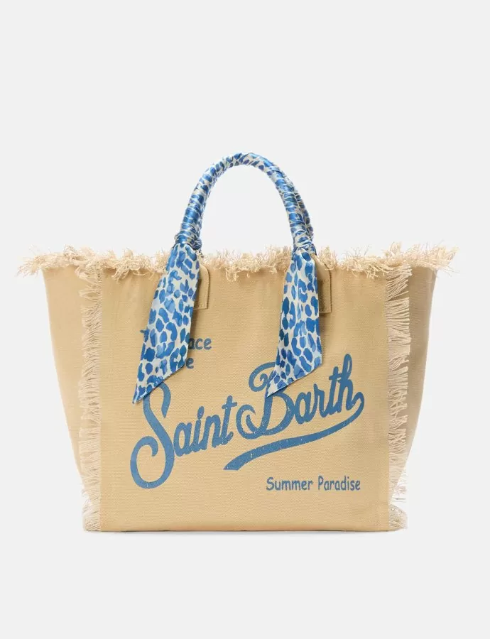 Beige canvas vanity regular bag with removable twill