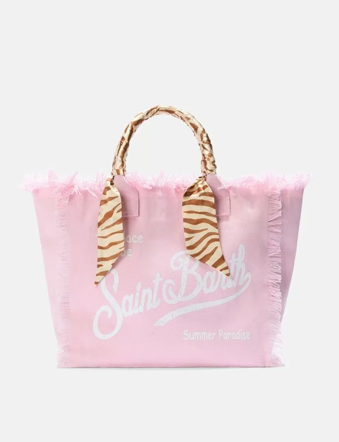 Pink canvas vanity regular bag with removable twill
