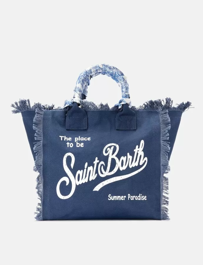 Blue canvas vanity regular bag with removable twill