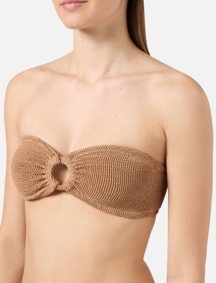 Yulia dark orange crinkle bikini top