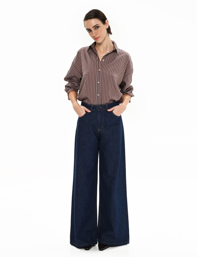 Belen ocean blue wide leg denim pants