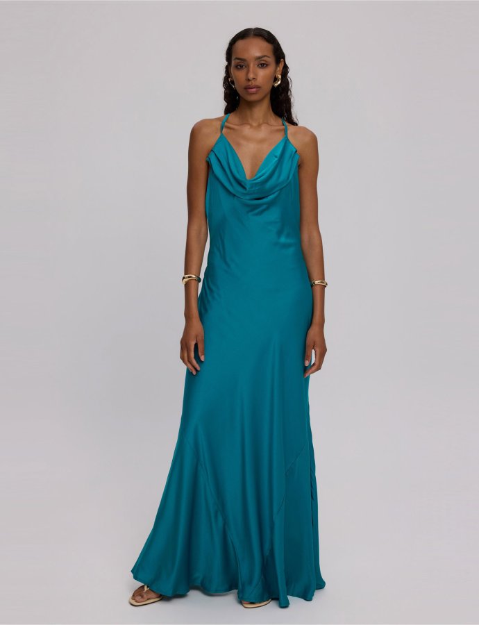 Effie backless dress petrol