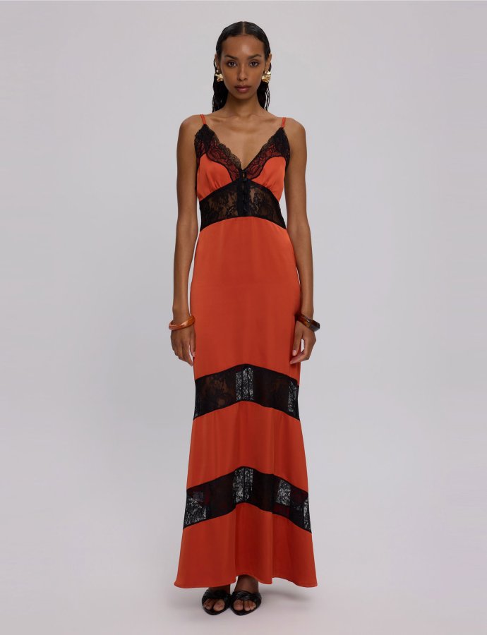 Burnt orange lace dress