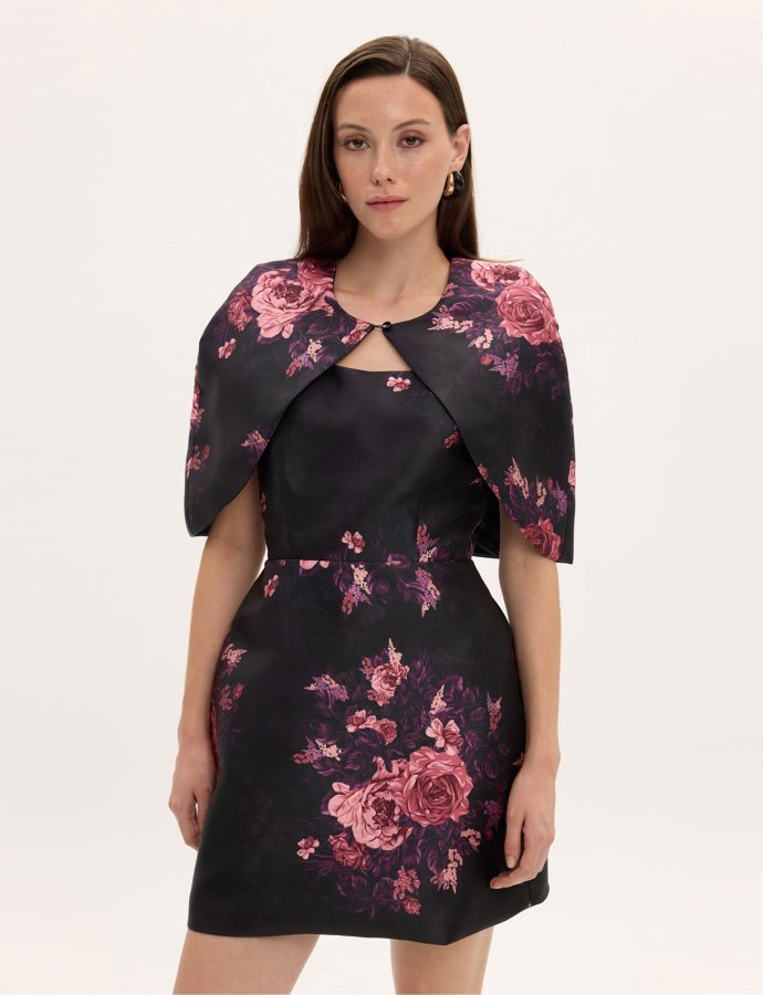 Maya taffeta mini dress with cape