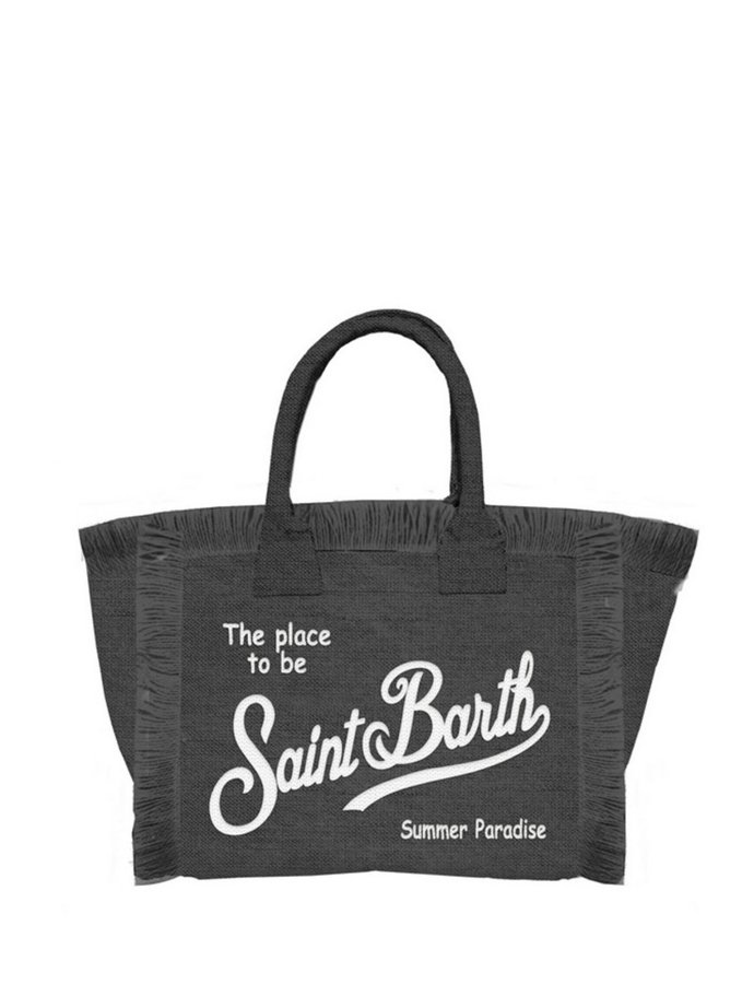 Vanity black linen shoulder bag