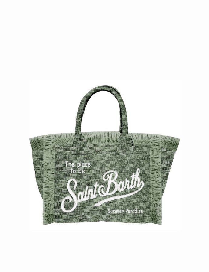 Military green solid color linen vanity regular bag