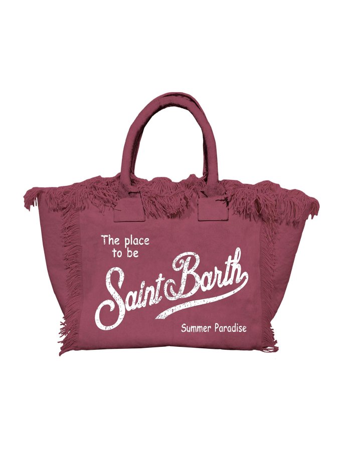 Bordeaux canvas vanity regular bag with fringes