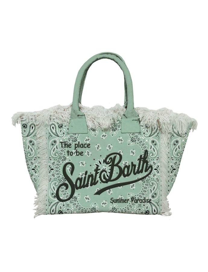 Sage green canvas Vanity regular bag with bandana print