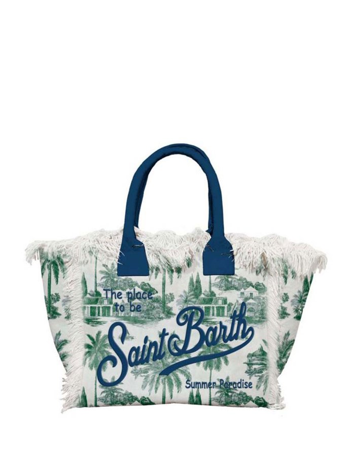 Vanity cotton canvas tote bag with St Barth logo print