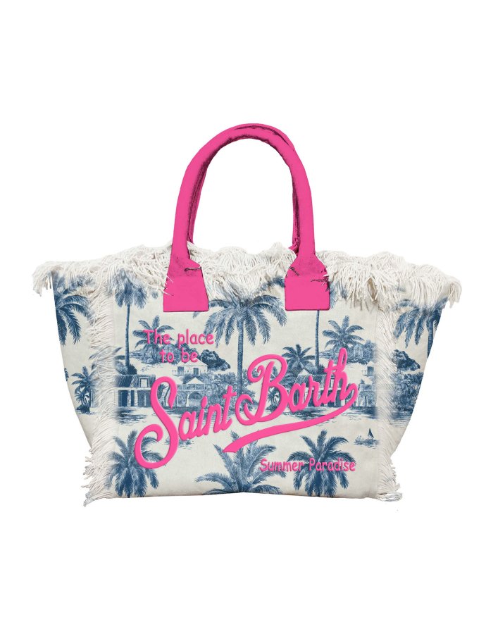 Regular vanity canvas bag with St Barth jouy print