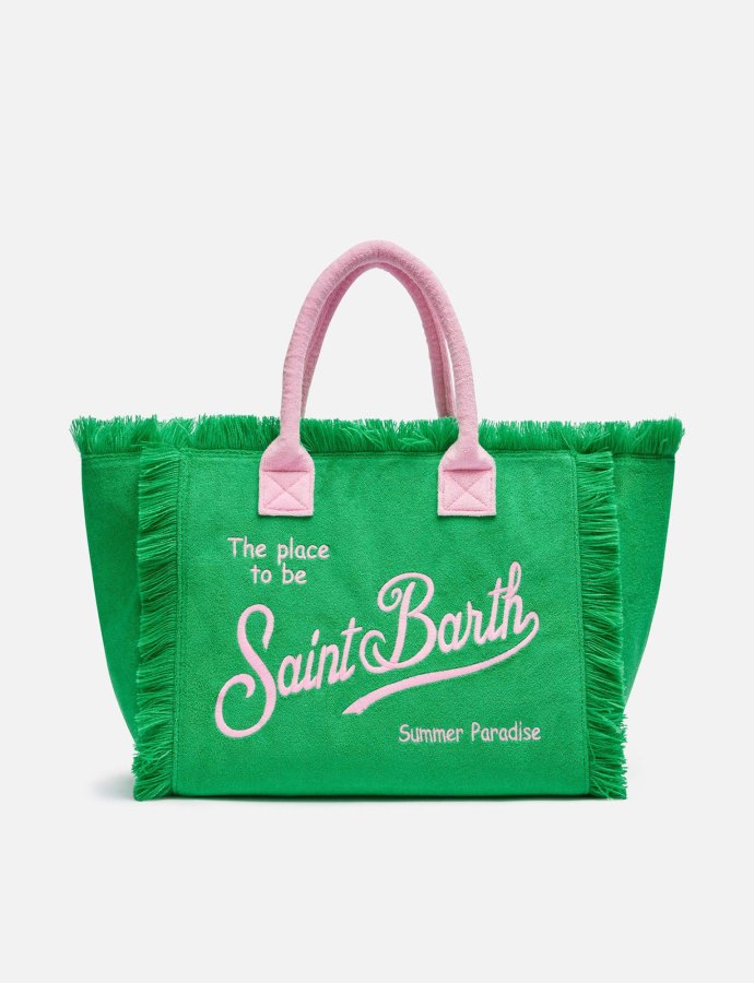 Vanity green terry sponge tote bag
