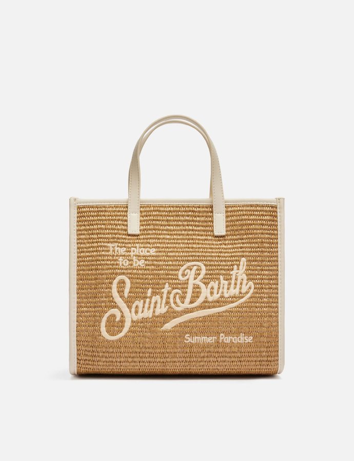Vivian brown midi straw handbag