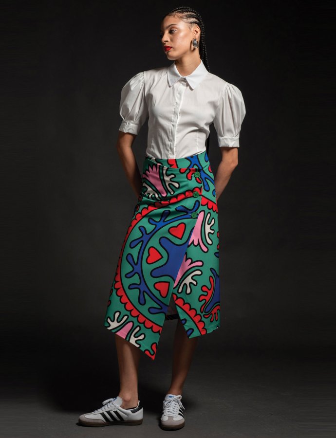 Unity envelope midi skirt