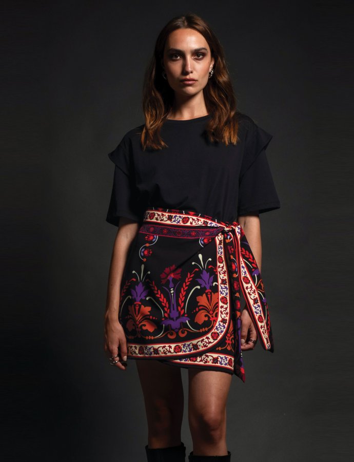 Romanticism mini wrap skirt