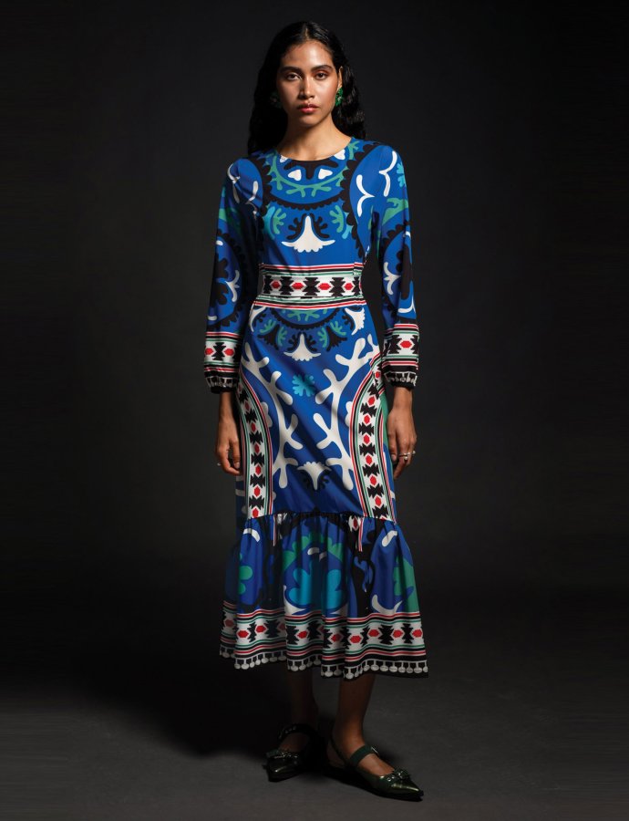 Enigma long dress blue