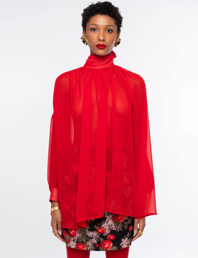 Sheer blouse red