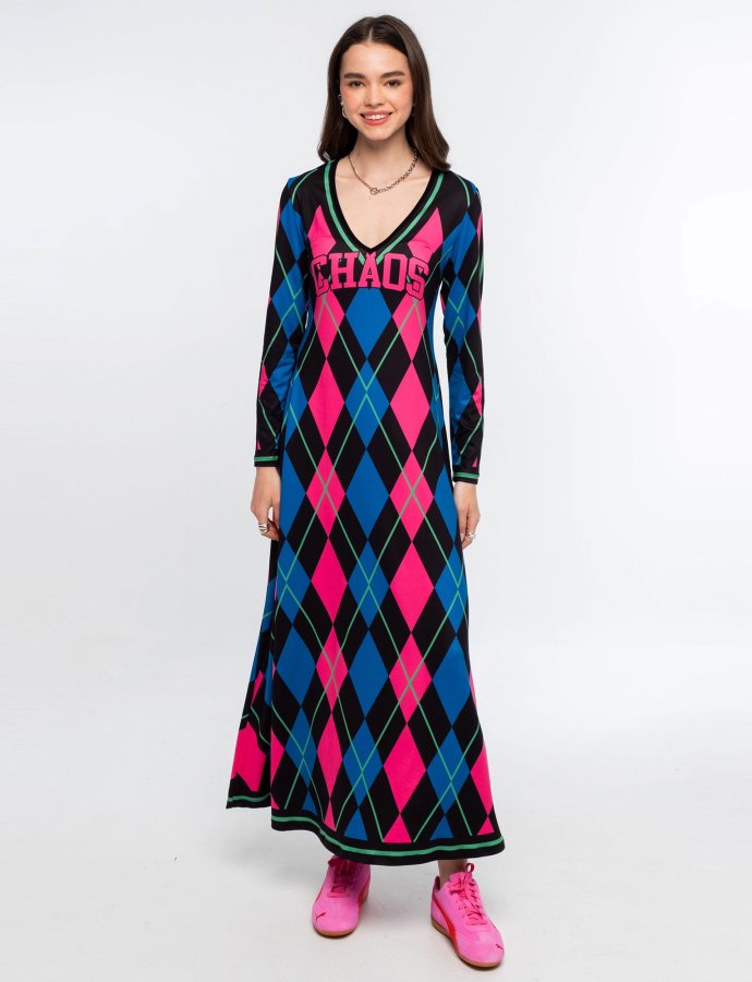 Argyle long dress
