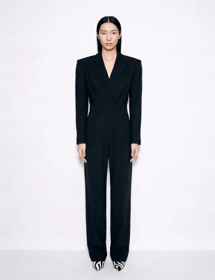 Winter bloom black jumpsuit