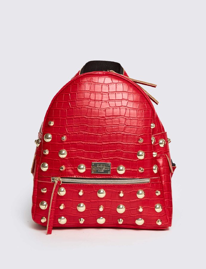 Croco backpack small red gold