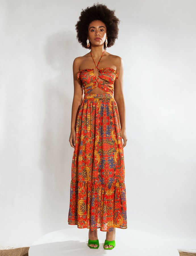 Isis red paisley dress