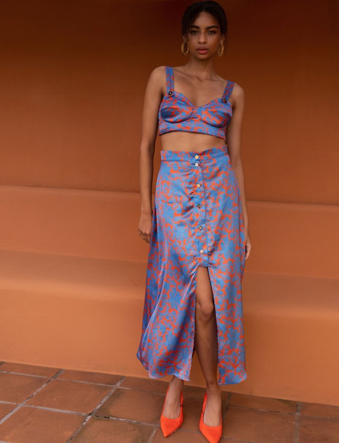 Sagira terracotta & blue skirt