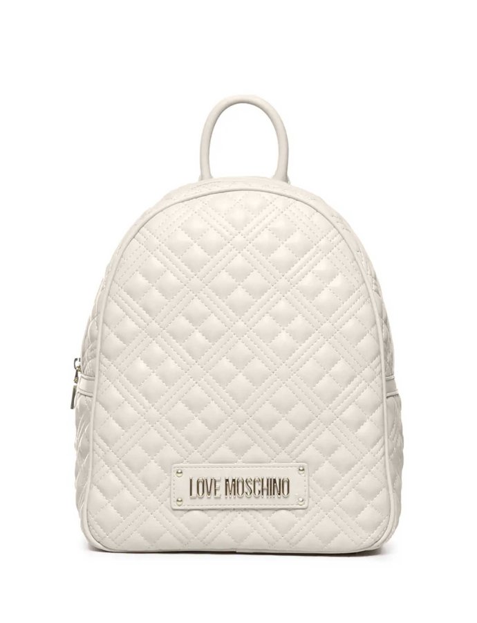 Lettering logo quilted backpack avorio
