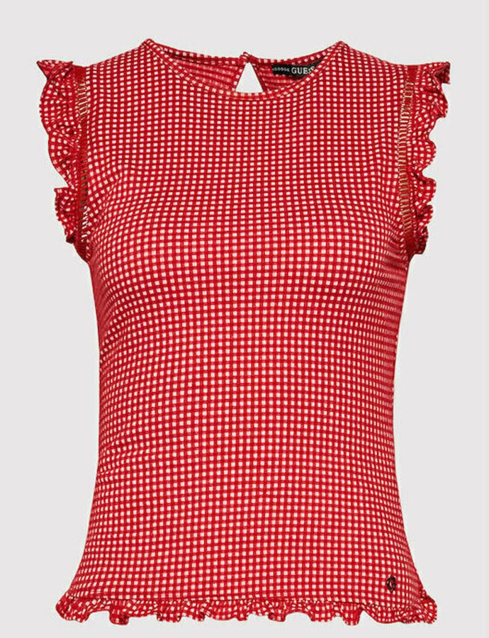 Vincenza top checked red