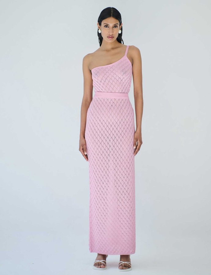 Maxi lurex skirt pink