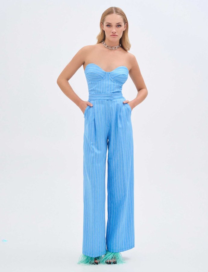 Stripes flare pants ciel